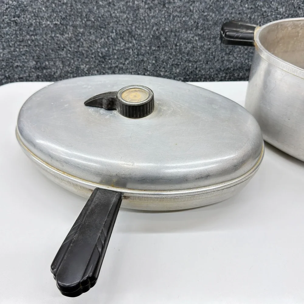 Vintage Health Craft Aluminum‎ Oval Roaster Pan with Lid Temperature Gauge Vent